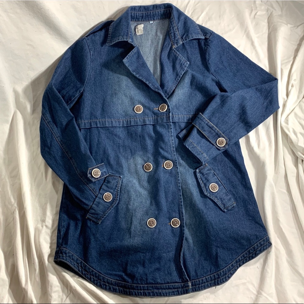 NWOT Denim Double Breasted Jacket Coat Blazer